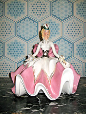 ANCIENNE MARQUISE STATUE DE FEMME ÉLÉGANTE EN PORCELAINE-MADE IN ITALY-N°26