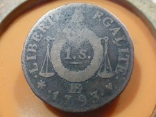 CONVENTION - SOL AUX BALANCES - 1793 BB - RARE + POIDS FAIBLE ! 8,69gr !