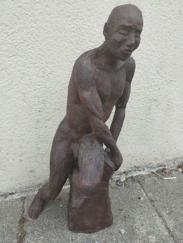 Statue terre cuite homme - cuite, nu