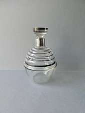 flacon, carafe à Whisky Art Deco en verre avec liserés noirs et métal