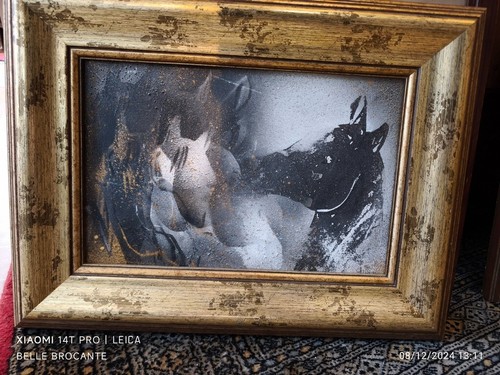 Tableau tour dore chevaux - dore, au