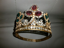 ANCIENNE COURONNE RELIGIEUSE/STATUE/LA VIERGE/LAITON/CROWN/STRASS/DIADEME/MADONN