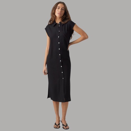 Robe chemise longue noire - robe, en