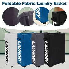 Panier À Linge Pliable 38L Grand Sac De Rangement En Tissu Imperméable Sur Roues