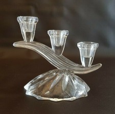 Bougeoir chandelier triple en cristal 