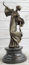 Main Fabriqué Danseuse Noir Marbre Bronze Statue Leonard Art Nouveau Maison Deco