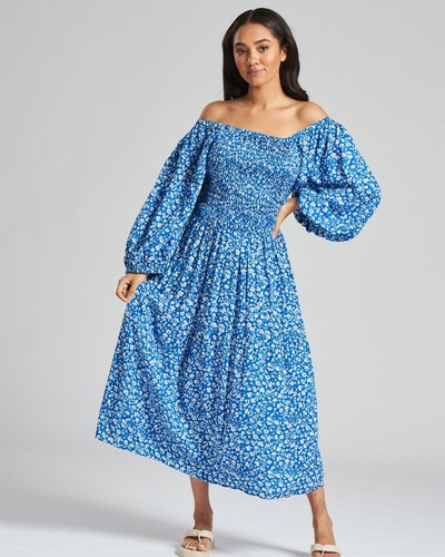 Robe été femme bleu floral - robe,