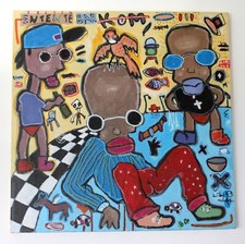 Art Africain Contemporain - Tableau Peinture Artiste Liby Lougue "Entente Bar"