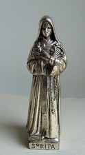 Statuette ancienne Sainte Rita en métal