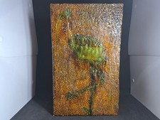 Vase en grès 1960/70 décor oiseau stylisé, Accolay Vallauris ? Signé