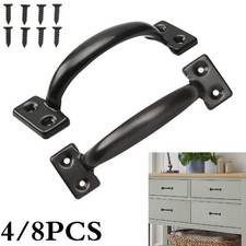 4/8 Grange Porte Poignées 4/8pcs 4/8x Fer Noir Décor Meuble Porte Noeud