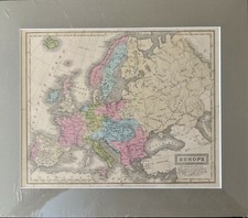 Map: Europe Hand Colored 1829