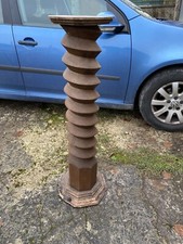 ancienne grosse vis de pressoir, sellette, porte plante, chêne massif vintage