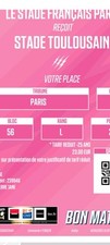 Vends Place Rugby Stade Français Stade Toulousain Match Du 20 Avril 2025. Tarif