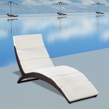 Chaise Longue Pliable avec Coussin Résine Tressée Noir Bain de Soleil vidaXL