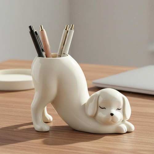 Porte stylos chien - chien, blanc