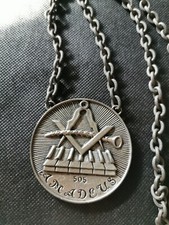 Ancien Collier Pendentif Etain