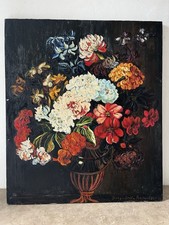 Tableau Peinture Bouquet De Fleurs, Huile Sur Toile, Signée