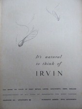 2/1949 PUB IRVING AIR CHUTE IRVIN PARACHUTE RAF EQUIPMENT ORIGINAL AD