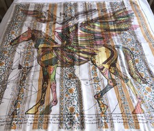 Hermès châle carré 140 cm Le Pégase d'Hermès au bloc 100% twill de soie