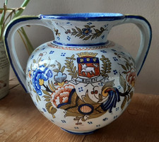Desvres Geo Martel Vase boule deux anses écusson Rouen