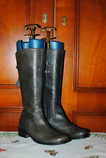 Bottes, Reqins, femme, 36, cuir, gris foncé, marbré noir, fermeture éclair.