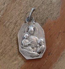 Médaille Religieuse Ancienne Vierge Scapulaire Jésus Sacré Cœur 