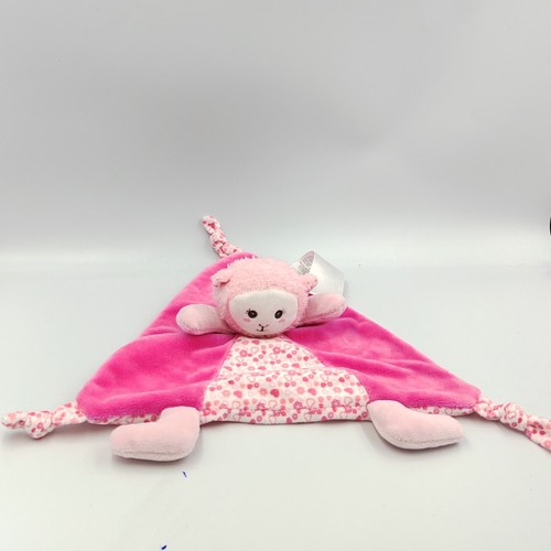 Doudou plat mouton rose blanc