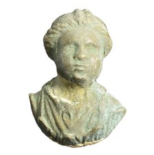 (Réplique) Ancienne applique buste romaine en bronze moulé divinité vieillie ...