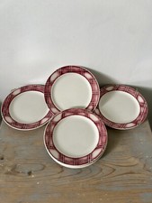 Lot de 6 Assiettes à dessert SARREGUEMINES  décor Géométrique Rouge