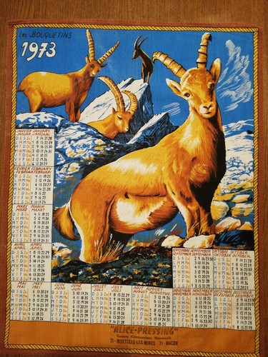 Ancien calendrier tissu - ancien, en