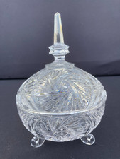 BONBONNIÈRE CONFITURIER SUCRIER TRIPODE EN CRISTAL VINTAGE