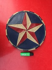 Coussin Marocain en Cuir Vintage Motif Etoile Nautique  Rosace Pouf