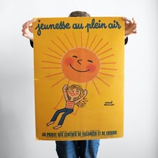 Affiche originale Hervé Morvan Jeunesse au Plein air soleil enfant vintage