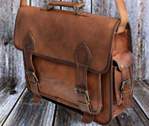 Sacoche cuir véritable - en,