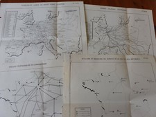LOT 4 AFFICHETTES SNCF / CARTES RESEAU FERROVIAIRE / ORIGINALES EDITION 1959