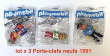 Playmobil lot de 3 porte-clefs NEUF sous sachet d'origine de 1991