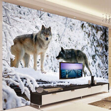 PAPIER PEINT LOUP NEIGE ANIMAL  REVETEMENT MURAL HAUTE QUALITE FINITION CANVAS 