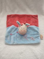 Doudou vache plat - bleu, rouge