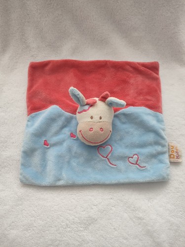 Doudou vache plat - doudou, bleu