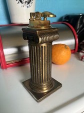 Ancien Briquet De Table Colonne Romaine Socle Corona Vintage Ancien Métal Doré