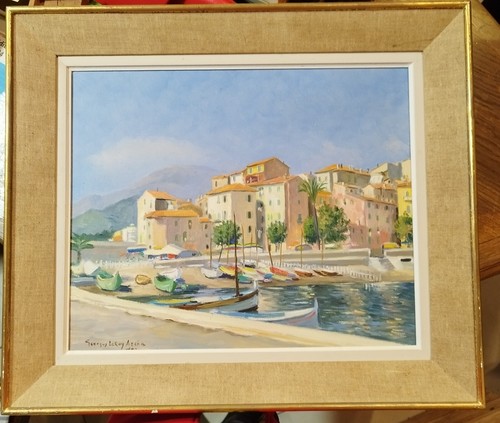 Tableau ancien port provençal - tableau,