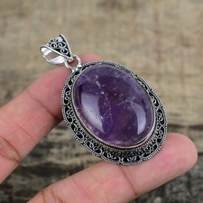Pendentif En Argent Sterling 925 Fait Main En Améthyste Violet Magnifique