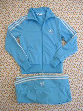 Survetement Adidas Veste + Pantalon Bleu ciel vintage trefoil Femme - 38