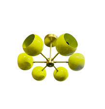 Lustre Flush Mount Sputnik Du Milieu Du Siècle Avec Abat-Jour Jaune Artistique