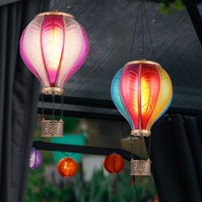 Lampe Solaire Suspension D'Extérieur Ballon à Air Chaud Effet Feu de Balcon LED