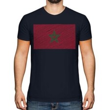 Maroc Gribouillage Drapeau Hommes T-Shirt Cadeau Amerruk Elme ? Côtelé