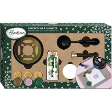 Cire à cacheter - Coffret thème nature - Chauffe-plat + cuillère à cire + pastil