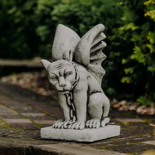 Gardien de but gargouille motif I figurine en pierre 48 cm 33 kg gris béton b...