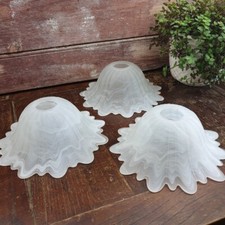 Lot 3 Tulipes Abat-jour en verre dépoli marbré Luminaire lustre applique  -